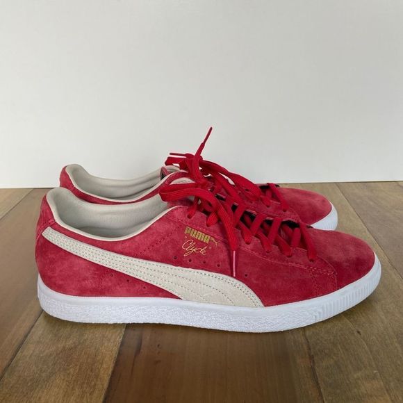 New Puma Clyde Script Sneakers Men's Size 10 Ribbon Red White 351907 - Picture 2 of 7